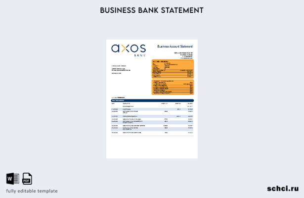 цифровая загрузка выписки по счету фирмы Axos Bank Шаблон в формате Word и PDF